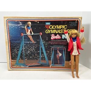Vintage 1974 Barbie Olympic Gymnastics Set Original Box And PJ Barbie Doll